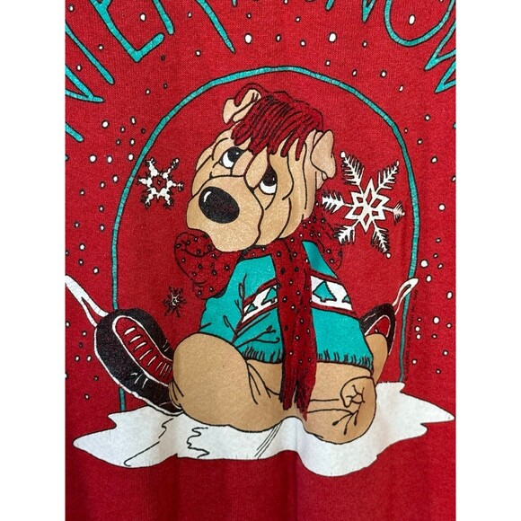 Vintage Winter Is Snow Fun Funny Holiday Christmas Crewneck Sweater Large L USA - Picture 5 of 10